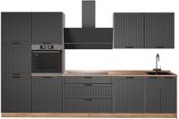 Vicco Complete keukeneenheid Fame-Line, Donkergrijs/Goudkleurig Eiken, 340 cm zonder werkblad