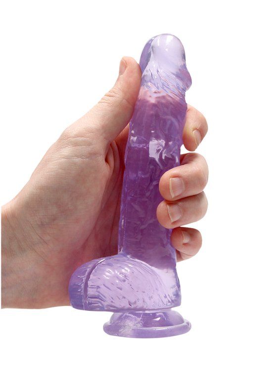 6" Realistic Dildo with Balls - Purple