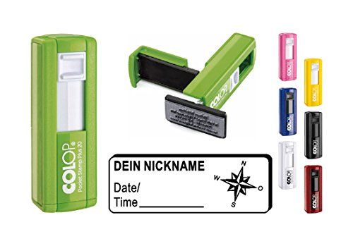Geocaching Stempel WINDROSE - met persoonlijke bijnaam - rechthoekige stempel voor logboek