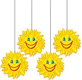 Bellatio Decorations Shoppartners Bv Zomer/lente feest thema zonnetjes versiering - 4x - Dia 28 cm - karton - feestartikelen