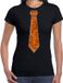 Bellatio Decorations Chemise pour femme - cravate paillettes orange - noir - carnaval - fête ringard XXL
