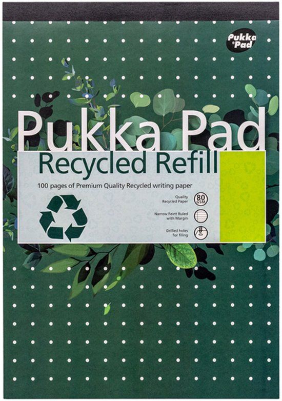 Pukka Pad Schrijfblok A4 Lijn 4-gaats 100 vel 80gr