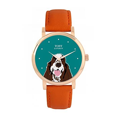 Toff London Bruin Wit Cocker Spaniel Hoofd Hondenhorloge