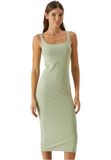 Urban Classics Basic Long Cotton Jersey Jurk - Groen - 3XL