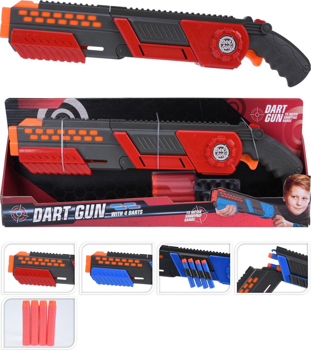 L28 Dart Pistool met 4 pijlen - 475 mm Blauw