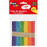 Fixo Kids 68005300 - 50 stuks natuurhouten stokjes om te knutselen, 11,4 cm