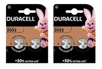 Lithium Duracel Lithium knoopcellen CR2032 3 V, MAS 50 Extra Life, 2 verpakkingen x2