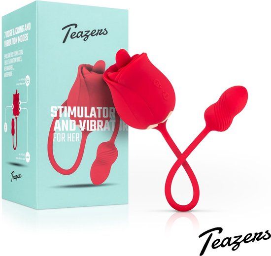 Teazers Roos Vibrator en Clitoris Stimulator - Rood - Oplaadbaar