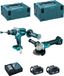 MAKITA Set DLX2130TJ2 (DGA504 + DHP481 + 2 x 5,0 Ah accu's + DC18RC oplader + MAKPAC 2 opbergkoffer + MAKPAC 3 opbergkoffer)