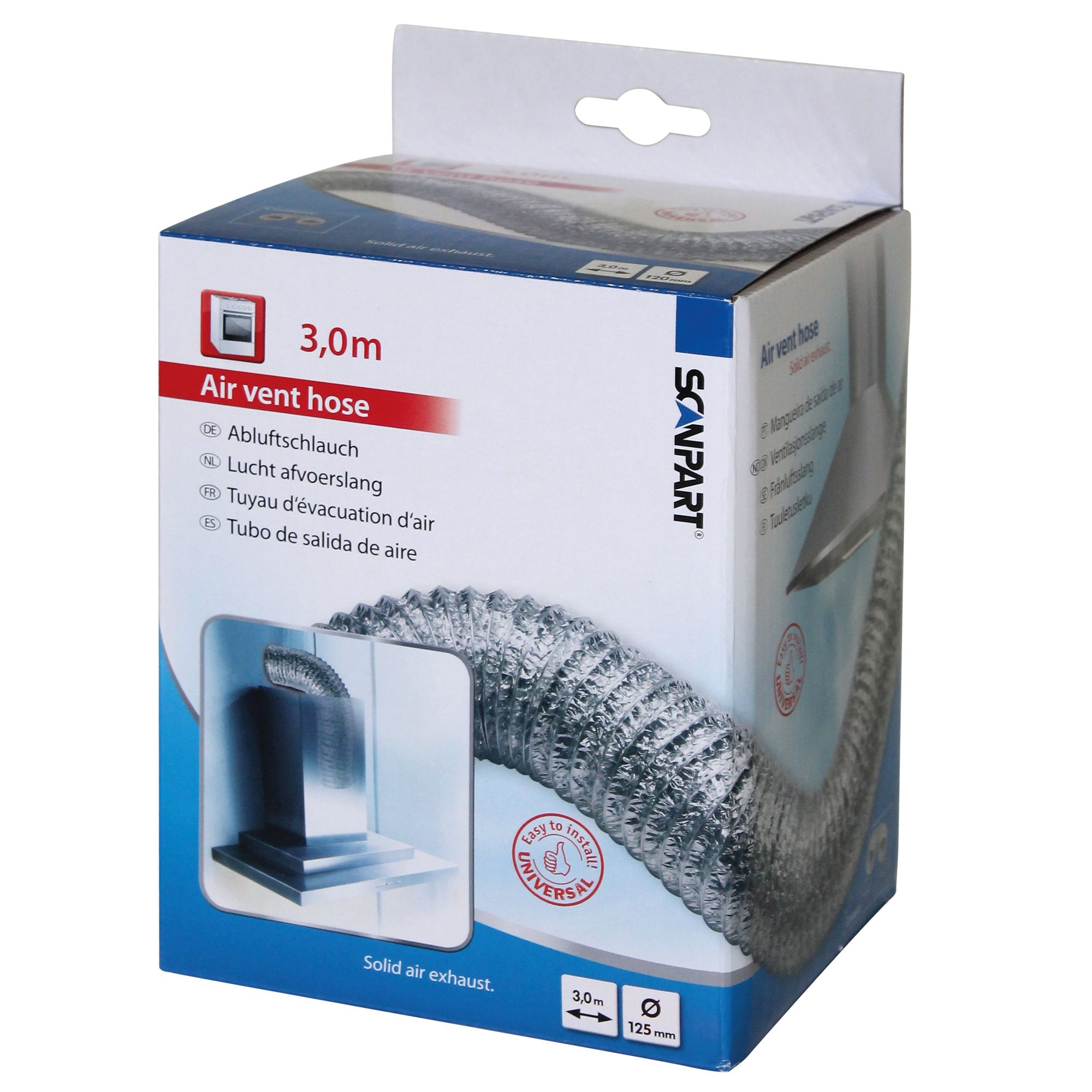 SCANPART 1130066300 Aluminium Afzuigkap Slang - 12.5cm x 3m
