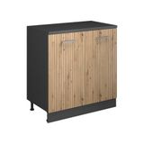 Vicco Keukenkast voor schuine wand R-Line, Artisanaal eiken, 80 cm zonder schuine kant met 2 deuren