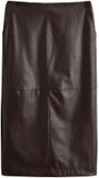 Next Dames Midi-kokerrok van Imitatieleer - Chocolate Brown - Maat 34