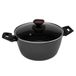 Zanetti Evolution braadpan voor inductie, diameter 20 cm, anti-aanbakbodem, hoge dikte, braadpan met deksel, comfortabele handgreep, twee handgrepen, zwart