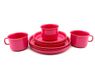 Serviesset Fuchsia serviesset voor 3 personen, 3x kopjes, 3x borden 14cm, 3x borden 18cm, kunststof