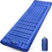 Unyqoos® Matelas de camping autogonflant 10 cm épaissi, 205 x 70 cm, avec pompe à pied et oreiller, matelas pneumatique ultraléger imperméable, tapis de couchage anti-déchirure