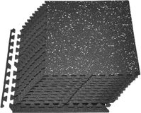 VEVOR Puzzel Oefenmat, 24 Stukken Fitnessuitrustingsmatten, 610 x 610 x 10 mm, Hoge-Dichtheid EVA Schaamset, Versterkte Rubberzachte Plaatjes, Beschermend Vloermat met Witte Vlekken voor Home Gym Kantoormat