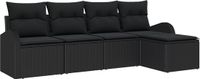 vidaXL - Bank loungeset - 1 zits - Zwart - Polyrattan