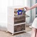 Boîte de rangement en plastique - Coffre de rangement - Pliable - Empilable - 45 litres - Avec couvercle - 4 roulettes - Set de 3