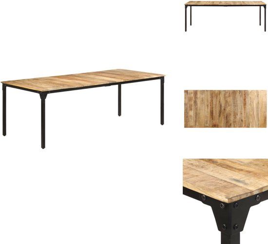 vidaXL Eettafel 220x100x76 cm ruw mangohout