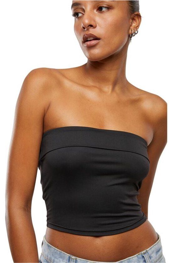 Urban Classics Bandeau CropTop Dames Top - zwart - XL