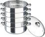 Inox cuiseur vapeur - cuiseur vapeur 5 couches - 26 cm de diamètre - couvercle en verre - 15 kg par couche - couleur argent