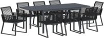 vidaXL Tuin Eettafel Set 9-delig Zwart Polyrattan