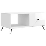 vidaXL Salontafel Hoogglans Wit 90 x 50 x 40 cm Bewerkt hout