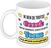 Bellatio Decorations cadeau mok voor coach - grappig - keramiek - 300 ml