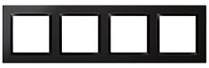 Frame, SIMON - Wandschakelframe, 4 elementen, zwart, compatibel met Simon 10 mechanismen
