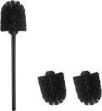 Sans marque Brosse de toilette avec 2 têtes de brosse - facile à nettoyer - 1 pièce - noir - acier inoxydable