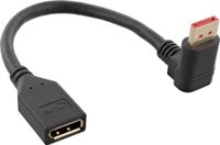 InLine Premium DisplayPort adapter met DP_PWR - 90° haaks naar beneden - versie 1.4 (5K/8K 60Hz) / zwart - 0,15 meter
