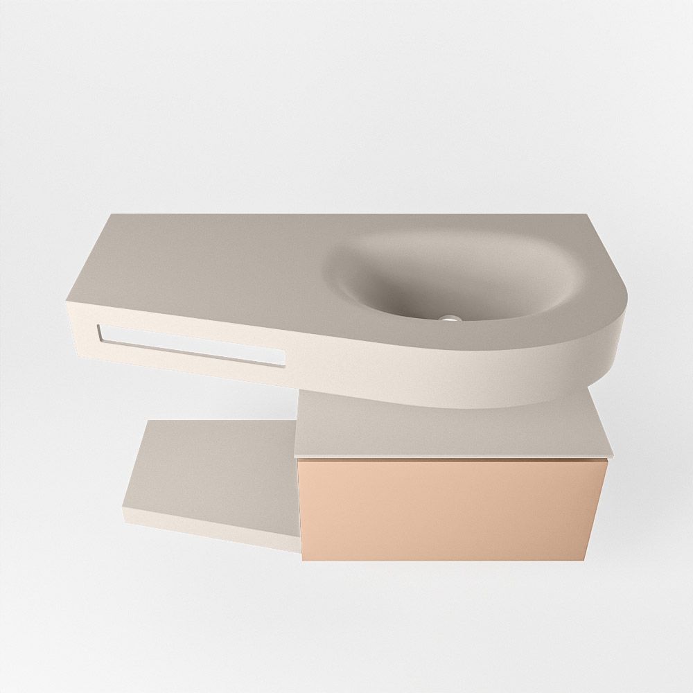 Mondiaz Riva Dulcet badkamermeubel rechts 100cm - Linen en Rosée - 2021 model