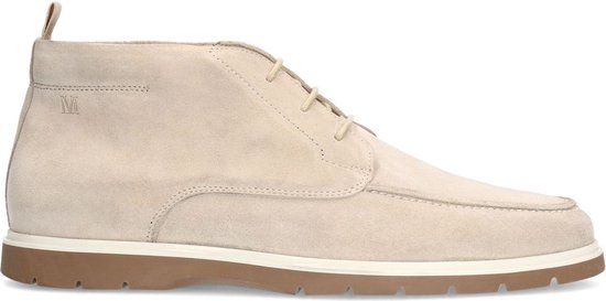Manfield - Heren - Beige suède veterboots - Maat 41