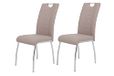 Set Andrea Set van 2 Eetkamerstoelen, Kunstleer Cappuccino, Rond Onderstel Chroom, 100x43x64 cm