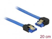 Delock Cable SATA 6 Gb/s receptacle straight > SATA receptacle left angled 20 cm blue with gold clips