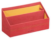RHODIA 194614C - Brievenhouder Koraal - 25 x 10 x 14 cm - Oranje Zadelstiksel - Buitenkant in Imitatieleer - Home Office Rhodiarama Collectie - Bureauorganisatie en Stijlvolle Opberging