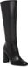 Steve Madden Ally Boots Zwart Leer Blokhak Ritssluiting Puntige Neus 8 cm en hoger Boven de knie Enkellaarzen Vrouwen 37
