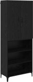 vidaXL Highboard Zwart Eiken 69,5 x 34 x 180 cm Bewerkt Hout