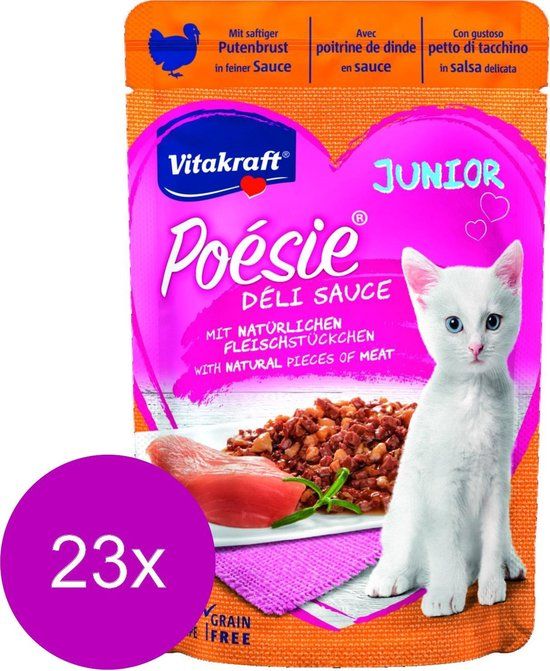 Vitakraft Poesie Deli Sauce Junior Pouch - Kattenvoer - Kalkoen - 23 x 85g