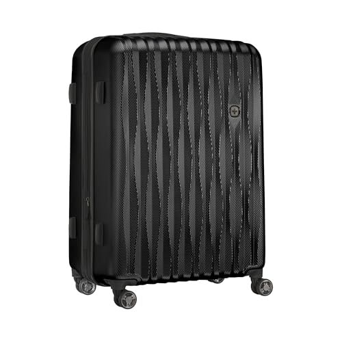 WENGER Energie hardcase koffer met 4 wielen, trolley, veiligheidsslot, dames heren, reizen, vakantie, zwart, Large, Hardside uitbreidbare bagage met wielen