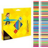 Idena Viltstiften, 36 stuks, 1-1,5 mm punt, intensieve kleuren, uitwasbaar, tekenset voor kinderen, 22098