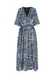 faina Jurk 'Festive' cyaan blauw / zwart / wit