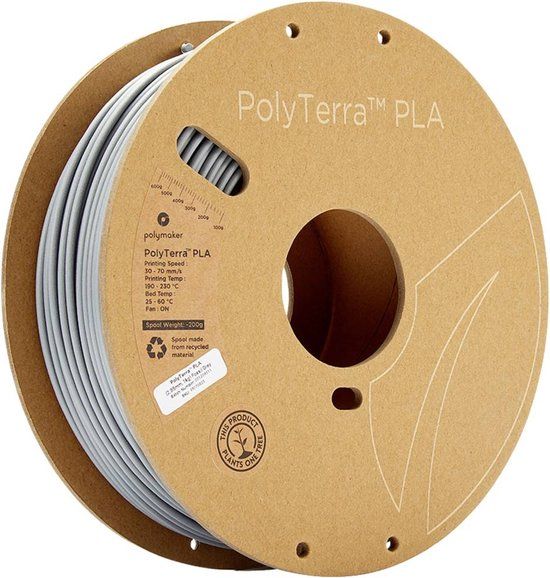 Polymaker PolyTerra PLA Filament - 2.85 mm - 1 kg - Fossil Grey