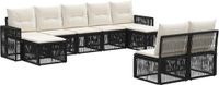 vidaXL Tuinbank Set 9-delig Zwart en Crèmewit Polyrattan