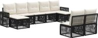 vidaXL Tuinbank Set 9-delig Zwart en Crèmewit Polyrattan