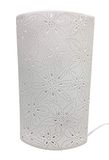 Gilde Tafellamp bloemen design - van porselein wit met gatpatroon H 28 cm