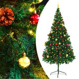 vidaXL Sapin de Noël artificiel avec éclairage et boules de Noël 210 cm vert