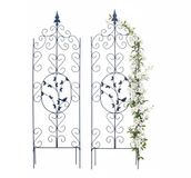 Relaxdays Plantensteun - 2 stuks - Zwart - Metaal - 116x35 cm