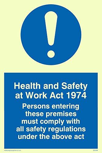 Viking Signs Viking Signs MV299-A6P-P "Health and Safety Work Act 1974" Sign, Semi-rigide fotolichtgevende kunststof, 150 mm H x 100 mm W