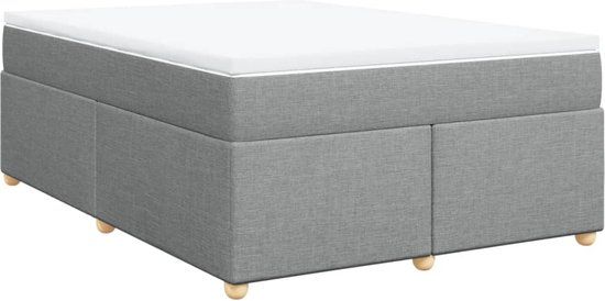 vidaXL Boxspring met matras stof lichtgrijs 140x190 cm